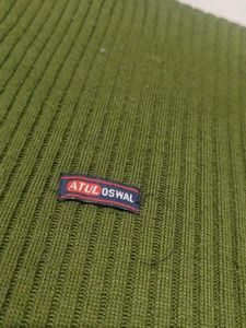 Unisex Green Ribbed Knit Sweater