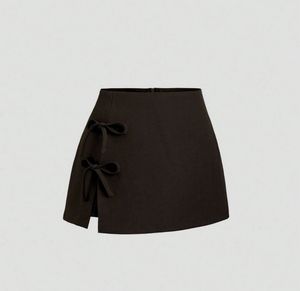 Chic Brown Skirt with Bow Detail