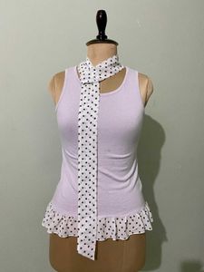 Lavender  Ruffle bolka dot top