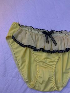 Cute Yellow Ruffled Briefs with Black Lace Trim