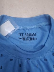 Blue Printed Crew Neck T-Shirt