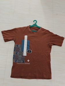 oversized Brown T-shirt with graphic patchwork art