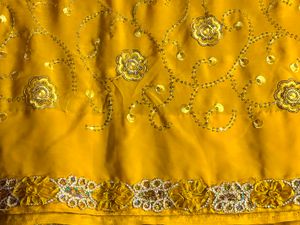 Beautiful Yellow studed Embroidered y2k Saree