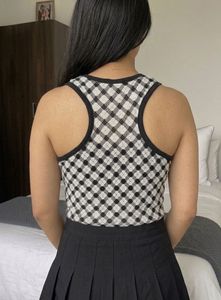 Trendy Black &amp; White Checkered Tank Top