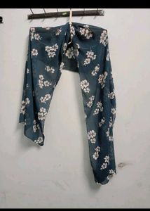 Floral Print Dupatta/Scarf blue white
