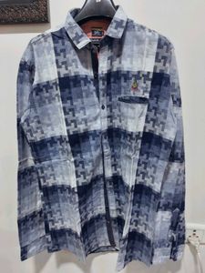Men's Blue Checkered Full Sleeve Shirt 40inch