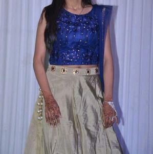 Blue &amp; Gold crop top skirt set