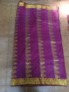 Vibrant Purple Saree with Gold Border
