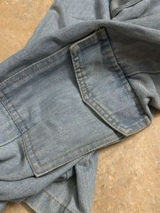 Men Light Wash Cargo Jeans