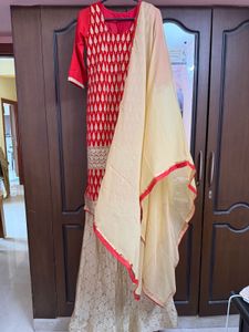 Elegant Red &amp; Gold Embroidered Lehenga Choli