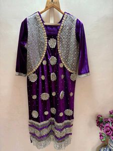 velvet Purple Embroidered dress