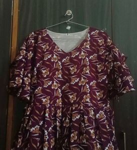 Maroon Floral Print Dress
