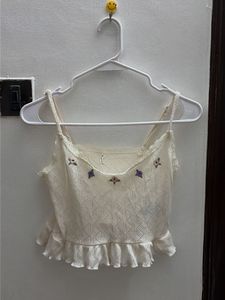 Cropped Knit Ruffle Top