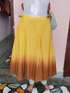 Yellow &amp; Brown Ombre Flared Skirt