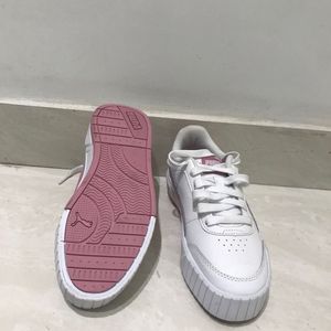 Puma White &amp; Pink Platform Sneakers