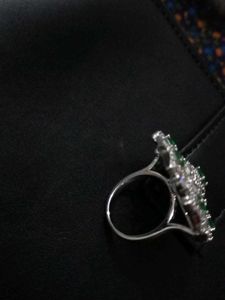 pure silver Stunning Emerald &amp; Diamond Statement R