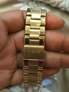 Timex Gold Watch with Green Dial