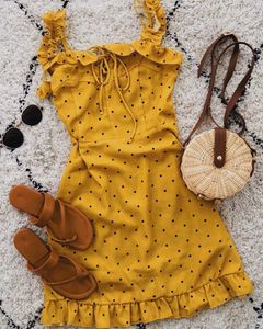 Yellow Polka Dot Mini Dress
