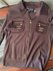 vintage Chanel Zip-Up Knit top
