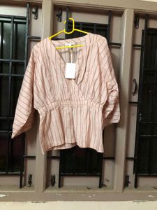 Free Assembly Striped Button-Up Top