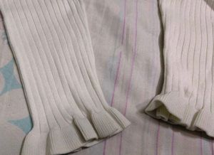 White Ribbed Cardigan with Ruffles