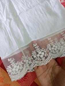 Elegant White Palazzo Pants with Lace Detail