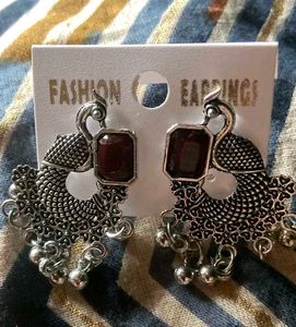 Oxidized Silver Jhumki Earrings Set