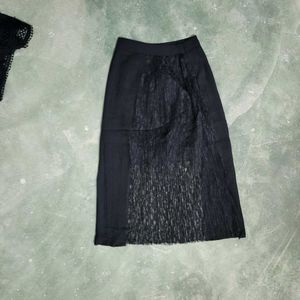 Black Pleated Midi Skirt