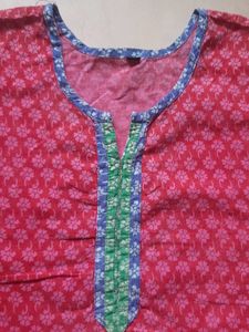 Pink Printed Sleeveless Kurta