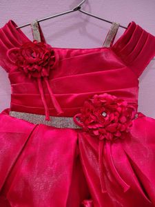 Adorable Red Baby Dress with Flower Accents