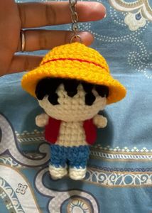 Crocheted Monkey D. Luffy Keychain