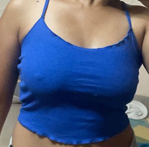 Blue Ribbed Tank Top