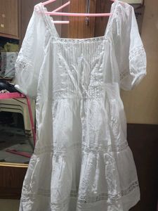 Elegant White Puff Sleeve Dress