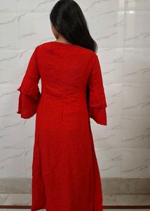 Elegant Red Embroidered Kurta