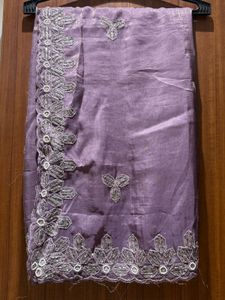 Purple Embroidered Saree with blouse
