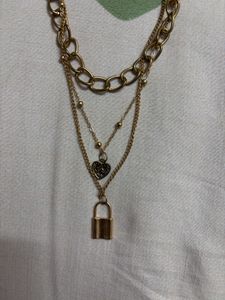 Chunky Gold Layered Lock Necklace