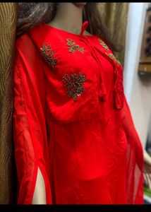Red Georgette Gawn