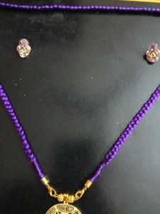 Purple Beaded Necklace &amp; Bangle Set