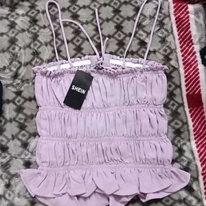 L size Lilac Ruffled Tie-Up Cami Top