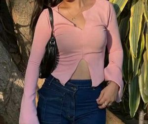 Pink Lettuce Trim Cut-Out Crop Top