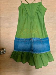 Creative Cotton Denim Dress 💚💙