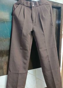 Brown Pleated Korean Pants