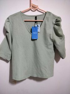 Sage Green Puff Sleeve Top
