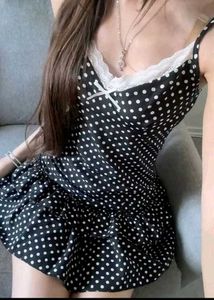 y2k Polka Dot Lace Trim Nightdress