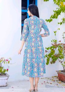 Teal Floral Print Kurta
