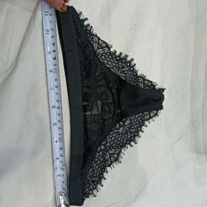 Sheer Black🪔 Lace Trim Bikini Panty