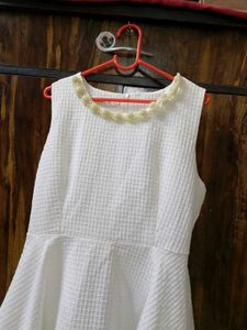 Elegant White Textured Dress