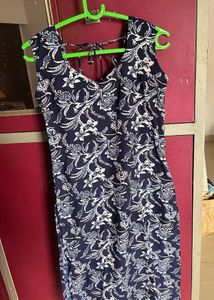Navy Floral Sleeveless Dress