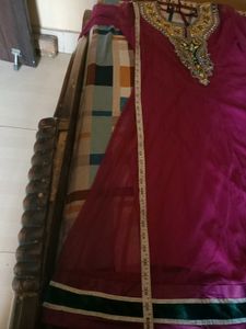 Embellished Magenta anarkali Kurta, bust 40 inches