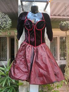 Vintage Velvet Party Dress with Boning